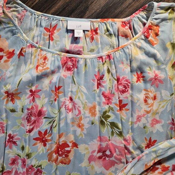 J. JILL Boho/Peasant Style 100% Rayon Floral Tunic Blouse w/ Cold Shoulders/XL - Picture 2 of 5